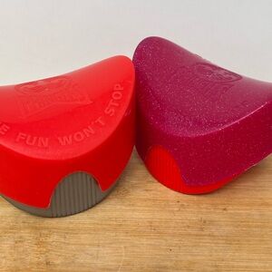 2 Pringles Potato Chip Holders For Lunch Box Travel Pink Berry Glitter, Red Grey